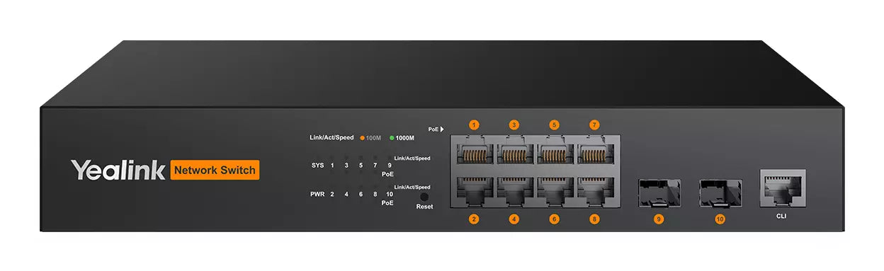 RCH80 8-ports, 130W PoE/PoE+ AV-switch