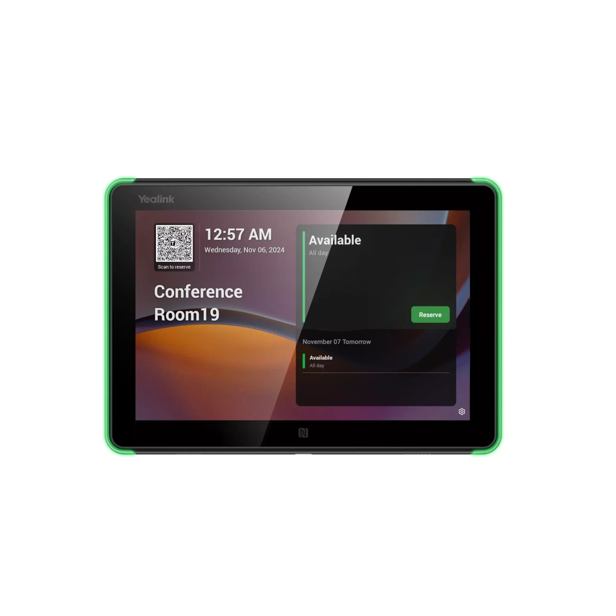 RoomPanel E2, Black 8'' room scheduling panel for Teams, Zoom and others
